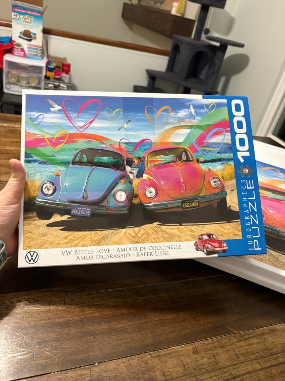 EuroGraphics VW Beetle Love 1000-Piece Puzzle - Blue & Pink